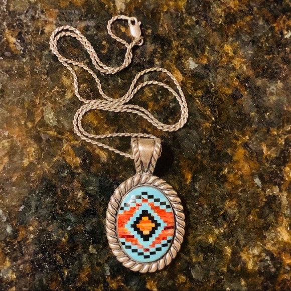 Carolyn Pollack Spiny oyster/turquoise pendant - Picture 7 of 8